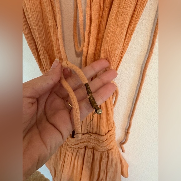 Free People Drop Dead Beauty Tiered Maxi Dress XS Orange - Picture 7 of 11